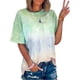 thumbnail image 3 of Camiseta de mujer Tie Dyed Causal Top Blusa de cuello redondo de manga corta, verde, XXL Methold AP001629-08, 3 of 6