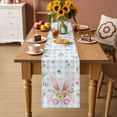 thumbnail image 2 of Easter Table Runner 120 Inches, Spring Rabbits Ears Feet Floral Blue Lattice Bed Runner Dresser Scarves Tabletop for Indoor Outdoor Parties/Ceremony/Banquet, 13"x 120", 2 of 8
