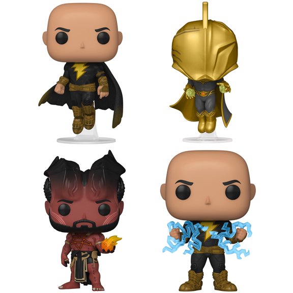 Funko Pop! DC Black Adam Collectors 4 Figure Set - Black Adam Flying, Doctor Fate, Sabbac & Black Adam Lightning (Possible Chase Variant)