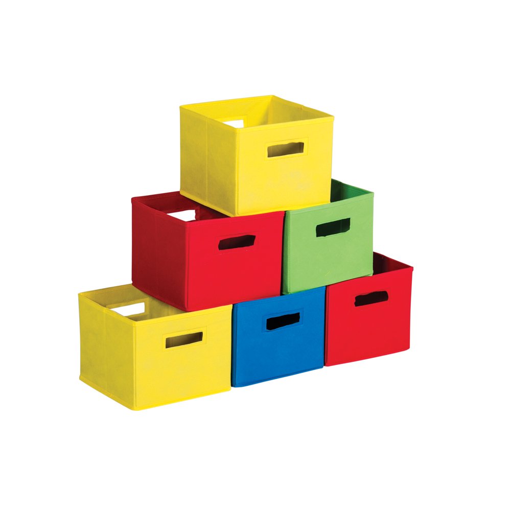 Multicolor Fabric Bins set of 6