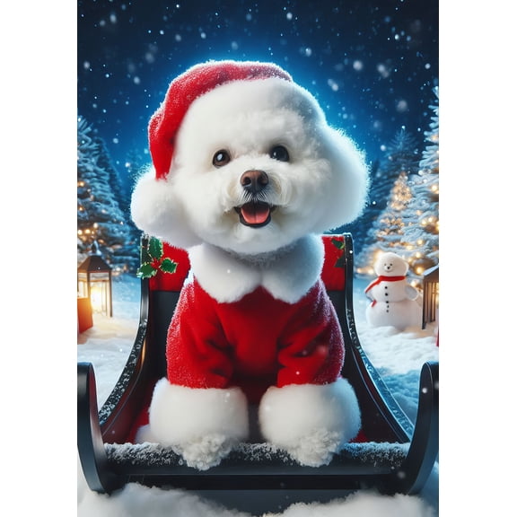 Bichon Frise - Best of Breed DCR Christmas House Flag 28" x 40"