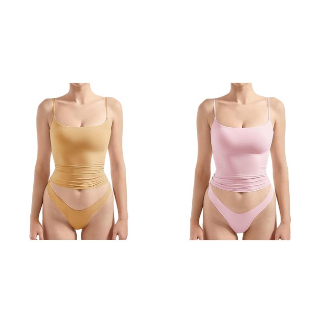 (2-Pack) Rinsvye Deep V Neck Sleeveless Bodycon Basic Top Women Style