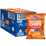 Atkins Nacho Cheese Protein Chips, Gluten Free, Low Carb, Low Glycemic, Keto Friendly, 8 Count