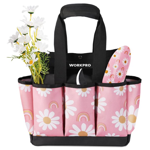 Bolsa de jardín WORKPRO Floral Oxford rosa de 30 x 30 x 15 cm