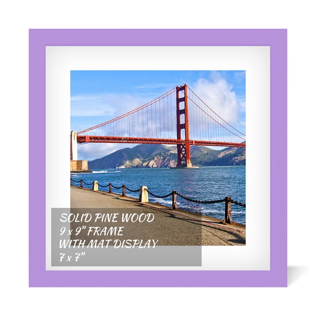 Marco de fotos POUYCIW de 25,8 cm, madera, morado, 9 x 9 pulgadas, con tapete de 7 x 7 pulgadas