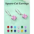 thumbnail image 5 of VESITIM Square Dangle Drop Earrings Sterling Silver Solitaire Leverback Earring 7MM Princess Cut October Pink Tourmaline Birthstone Jewelry for Women, 5 of 7