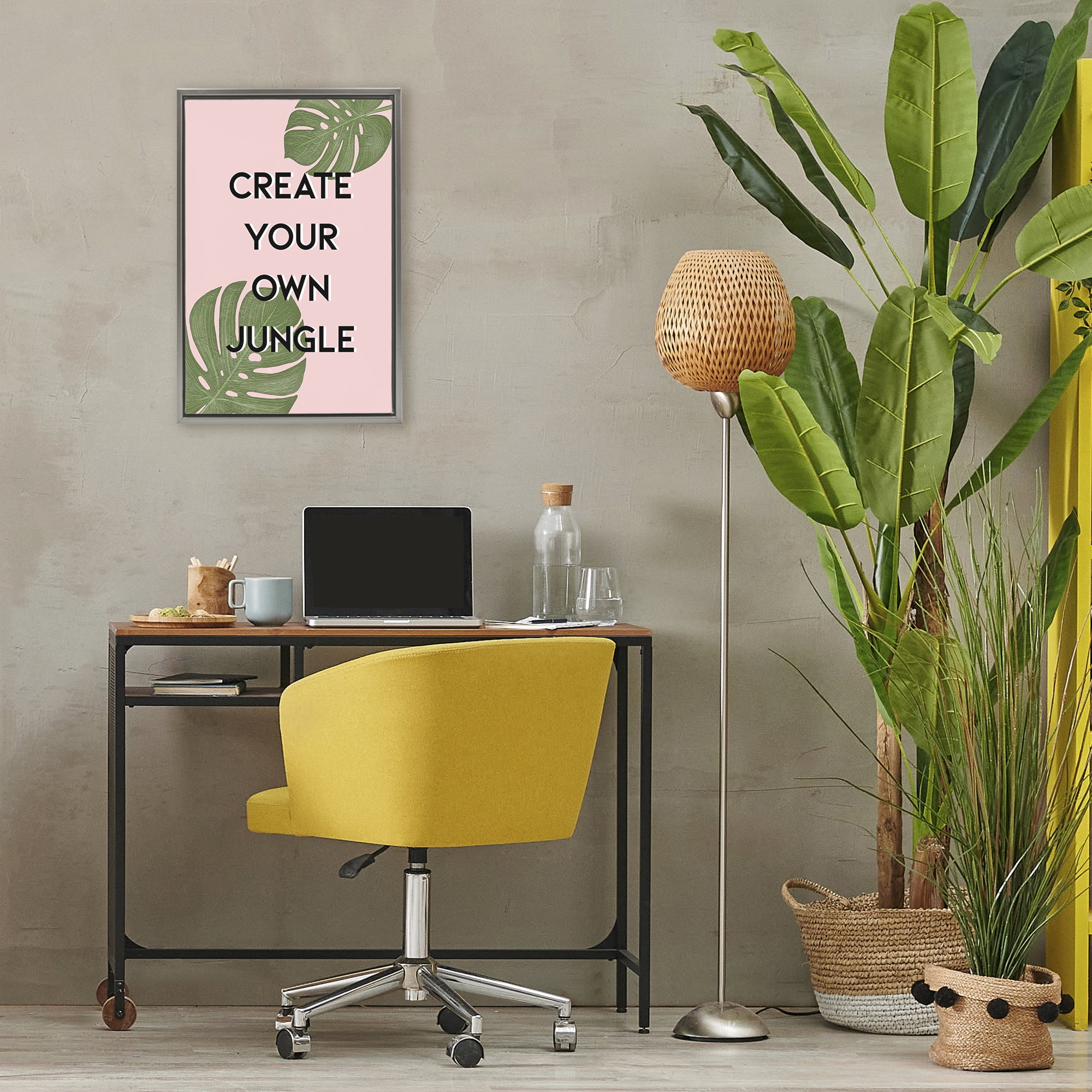 Stupell Industries Create Your Own Jungle Gray Framed Floater Canvas Wall Art, design by Martina Pavlova