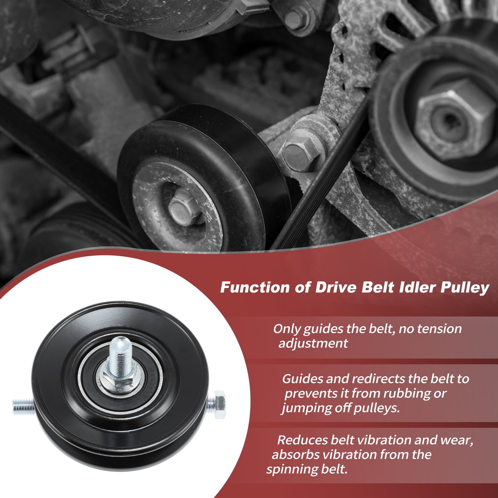11945-3S512 Drive Belt Idler Pulley for Nissan Frontier 1998-2004 2.4L L4 for Nissan Xterra XE 2000 2001 2002 2003 2004 Serpentine Belt Tensioner Pulley 119453S510/119453S511