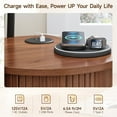 thumbnail image 4 of Round Side Table with Storage, Fluted Nightstand with Charging Station, Small Mid-Century Modern Bedside Tables, Walnut End Tables for Small Space Living Room Bedroom Sofa Couch, 4 of 9