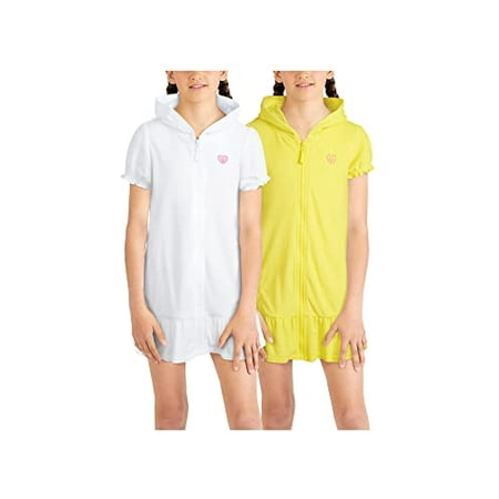 Girls Swim Cover-Up 2 Pack UPF 50 Hooded Zip-Up Terry Beach Pool Robe ...