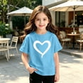 thumbnail image 3 of HAiming Girls Summer T Shirts Short Sleeve Printed Cute Trendy Tee Vacation Workout Kids Tops Solid Color Casual Scoop Neck Blouses, 3 of 5