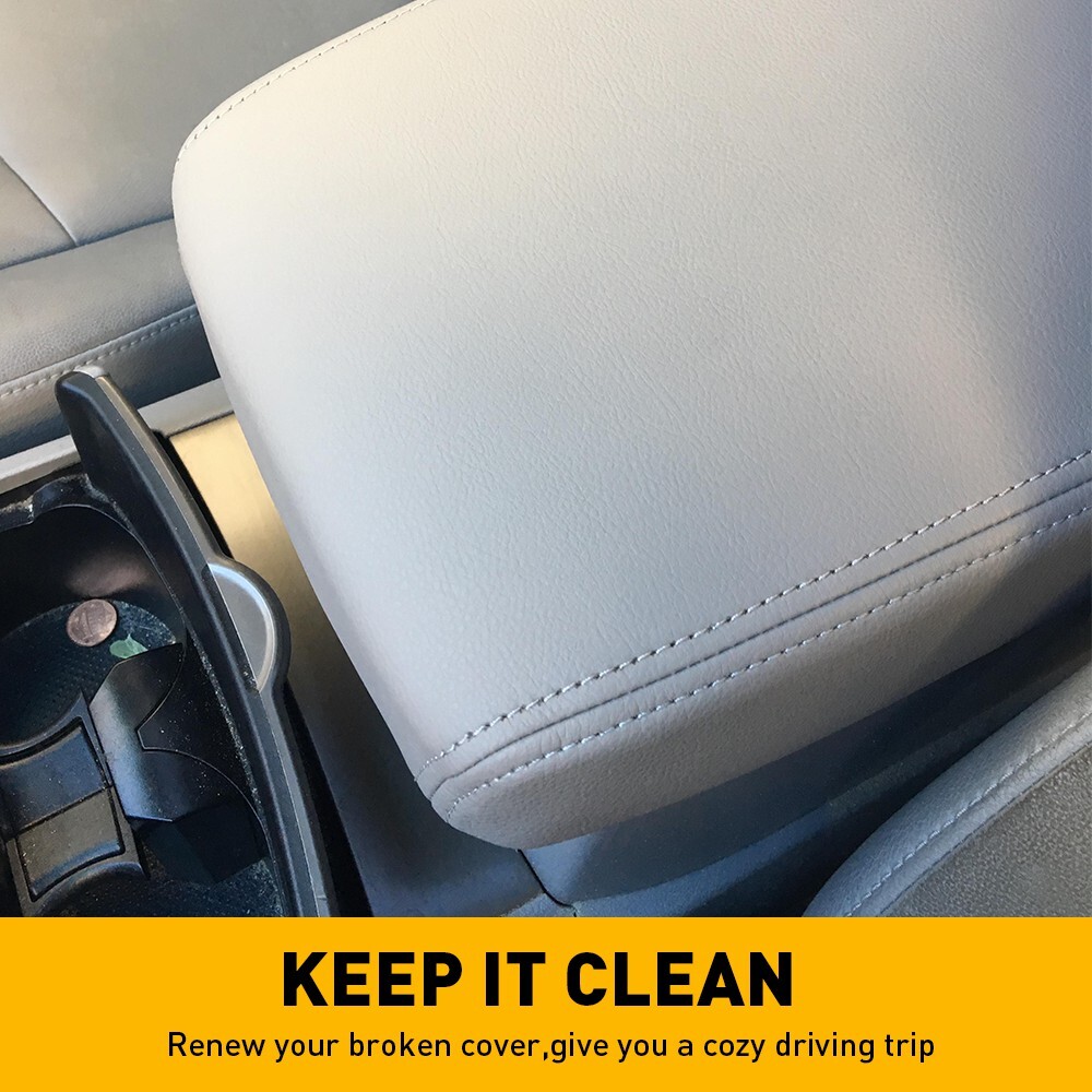 OXILAM Gray Armrest Center Console Box Lid Cover For 2008-2013 Toyota Highlander (Front)