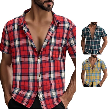 Hauaitttt Men s Casual Cardigan Shirts for Outdoor and Home Use Striped Design Summer Pairs Well with Jeans and Relaxed Pants Outdoor Shirt Fitted T Shirts Glitter Shirt Men Sleeve Pajama Mens