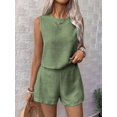 thumbnail image 4 of Women'S 2 Piece Vacation Outfits Sleeveless Tank Top and Matching Shorts Sets Green L, 4 of 10