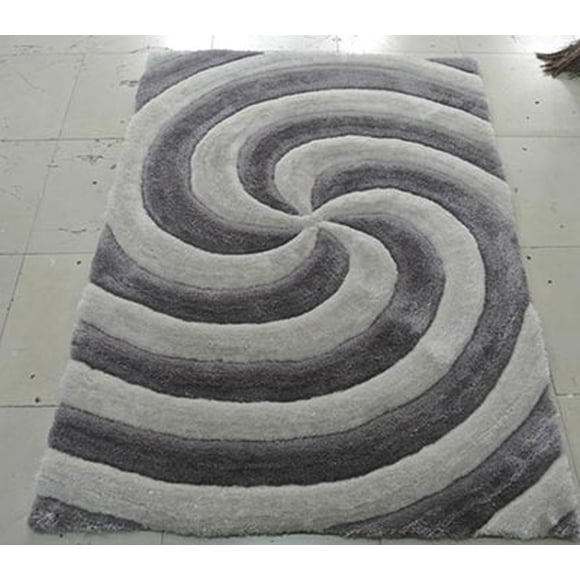 Tapis Shag Sculpté à la Main 5 x 7 Po. 3D804-argent-5x7, Rose