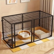 Heavy Duty Dog Crate, Metal Indoor Kennel, Double Door, Removable Tray