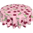 thumbnail image 2 of Cherry Pattern Tablecloth Round Table Cover Washable Polyester Table Cloth for Kitchen Party Picnic Dining Decor 60 Inch, 2 of 6