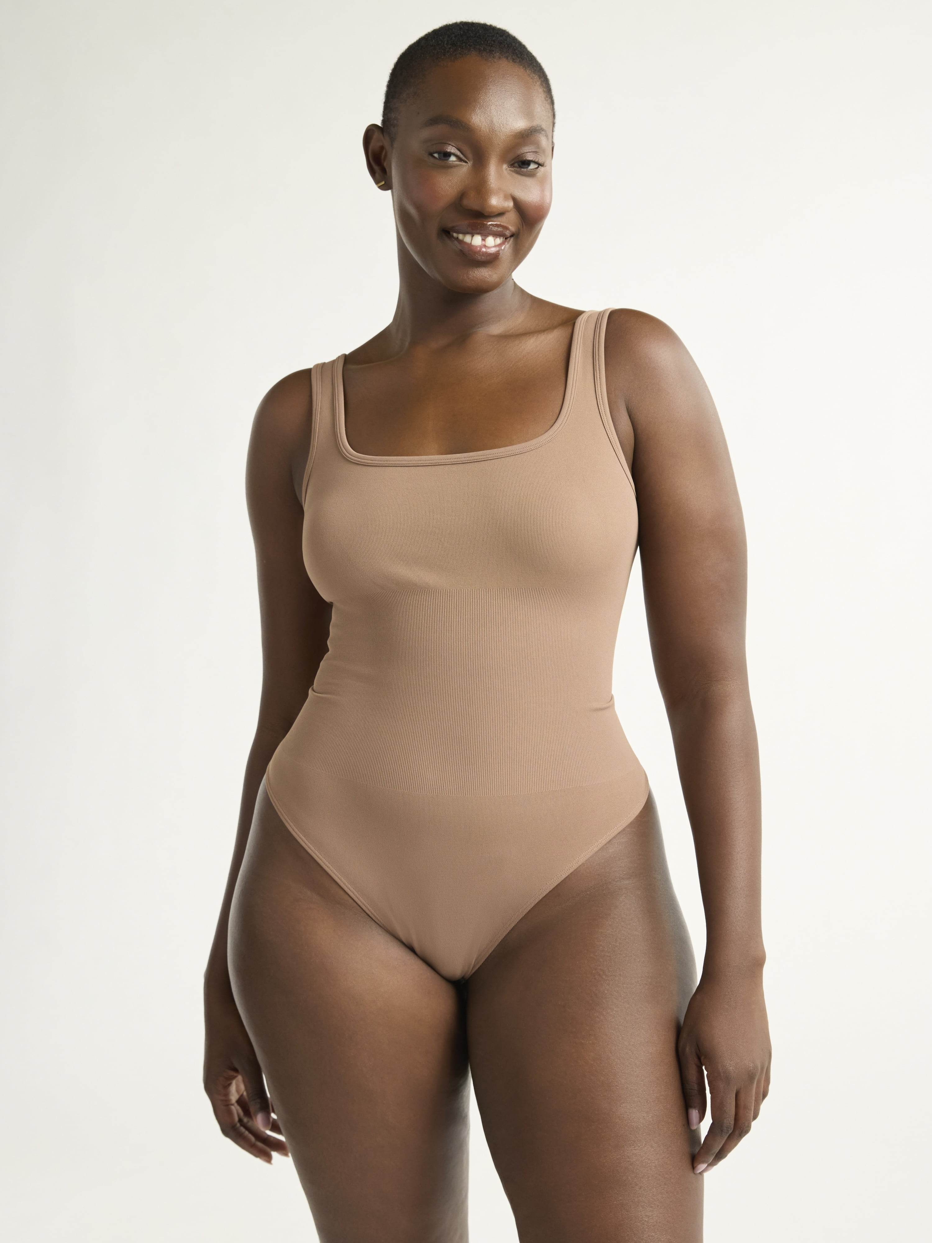 Joyspun Women's Seamless Slimming Square Neck Tank Bodysuit, 2-Pack, Sizes S-XXXL
