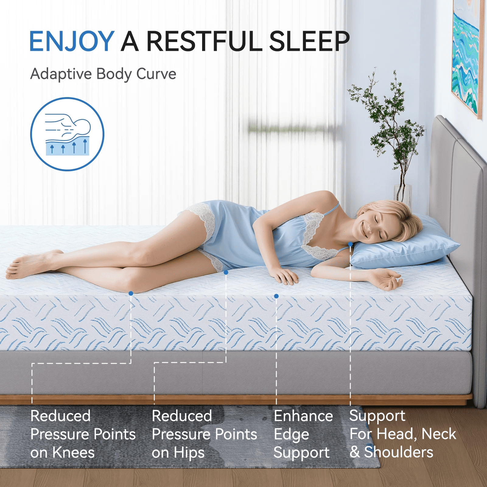 KOW 12 inch Full Szie Memory Foam Mattress in a Box,Medium,Euro Top,Cooling & Pressure Relief