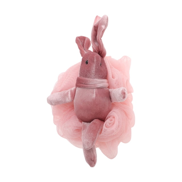 Esponja de loofah para baño y ducha de conejo de 1 pieza en rosa