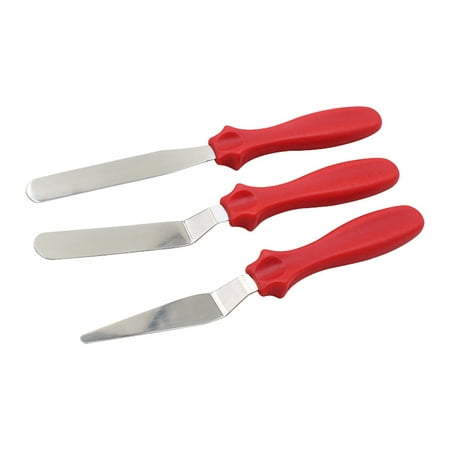 

1 Sets 3 Pcs/set Cake Icing Spreader Cake Stainless Steel Smoother Scraper Cream Spatula Baking Tool Red