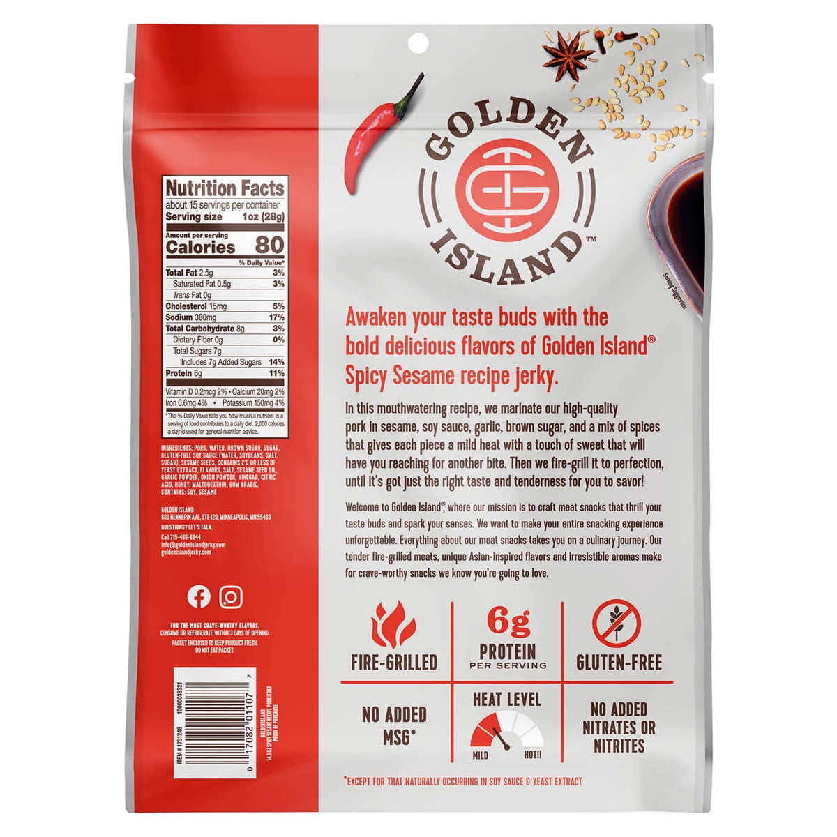 Golden Island Spicy Sesame Pork Jerky 14.5 OZ