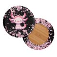 thumbnail image 2 of ZIATUBLE Axolotl Round Stool Cover Cushion Cherry Blossom Stool Covers Chair Slipcovers 2 Pcs Dustproof Seat Cover for Vanity Chair Anti Slip Stool Covers Cushion 13-15 Inch, 2 of 6