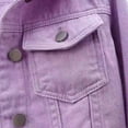 thumbnail image 4 of TiaoBug Women's 3/4 Sleeve Denim Jacket Lapel Button Down Cropped Jean Trucker Jacket With Pockets Purple 4XL, 4 of 6
