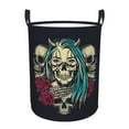 thumbnail image 1 of DouZhe Waterproof Collapsible Large Laundry Baskets, Vintage Skull Flower Rose Prints Circular Hamper with Handles, 1 of 7