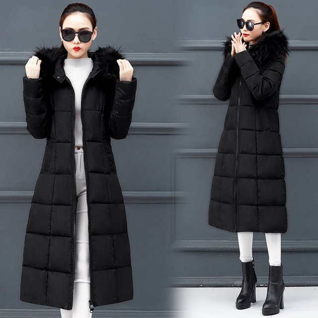 Chaqueta de algodón para mujer, chaqueta de algodón hasta la rodilla, abrigo de algodón grande, holgado, de color liso, con cuello de lana para mujer
