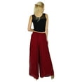thumbnail image 5 of Bimba Women Long Flaired Palazzo Pleated Skirt Style Maroon Pants, 5 of 7