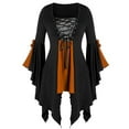 thumbnail image 1 of Gibobby Vestidos para mujer Tops de manga larga de encaje de talla gótica para mujer, túnica, blusa con lentejuelas, camisetas de talla grande(Anaranjado, XL), 1 of 5