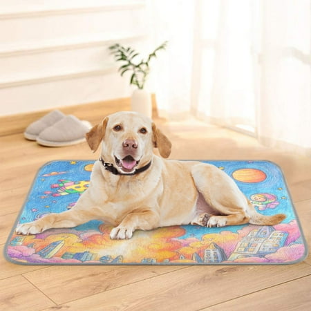 Pet Cooling Pad Foldable Self Cooling Mat Breathable Pet Cushion Sleep Pad for Dogs and Cats Colorful Astronauts S