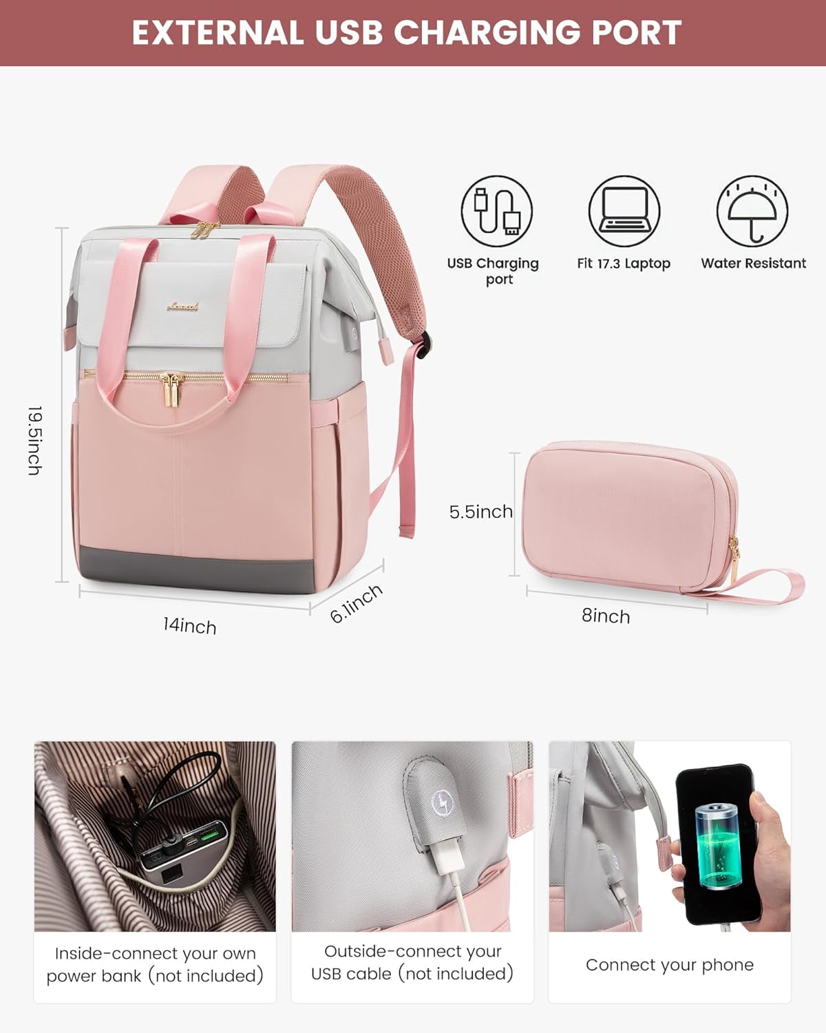 Lovevook Laptop Backpack for Women 15.6 inch, Fashion Women Laptop Work Bag,Teacher Nurse Backpack Purse