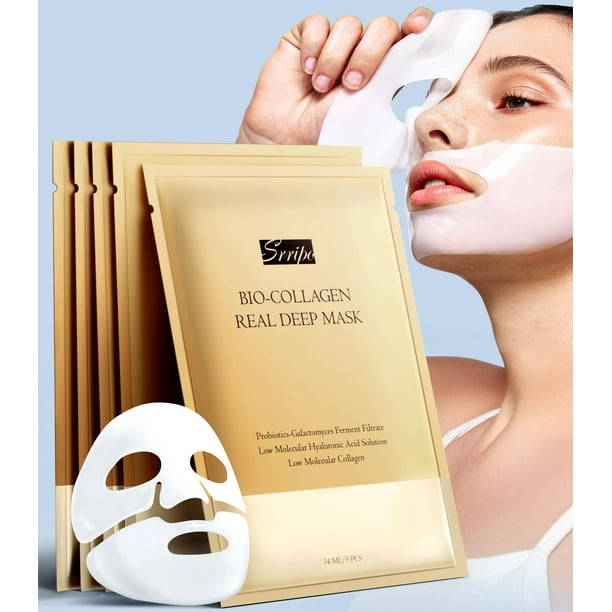 Mascarilla facial Sripo Radiant Glow Collagen 34 g x 5 con ácido hialurónico
