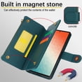 thumbnail image 5 of Compatible With Samsung Galaxy S22 Ultra Wallet Case with Card Holder Kickstand Double Magnetic Clasp Zipper Pocket Lanyard Strap Wristlet, Leather Flip Case Women Men Wallet Cover,Green, 5 of 14