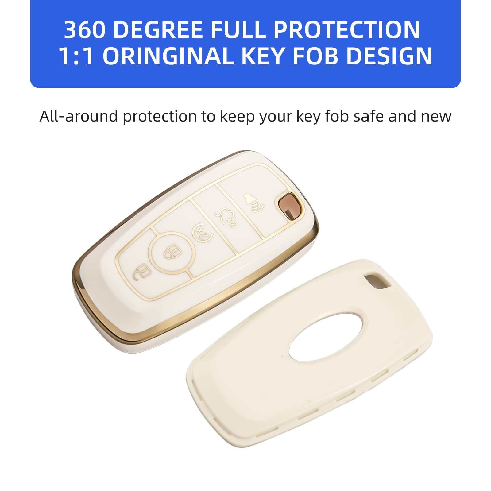 HOUTIAN 3-PCS For Ford Key Fob Cover 2017-2025 Edge,Fusion,Explorer - View #8