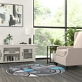 thumbnail image 3 of Masada Rugs Modern Contemporary Round Area Rug, Blue Grey Black (5 Feet X 5 Feet) Round, 3 of 7