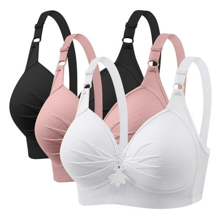 Itsame 3 Pack Everyday Sports Bra Set womens Full Support Bra Breathable Wireless Comfort Bralette Set Multicolor Size XL