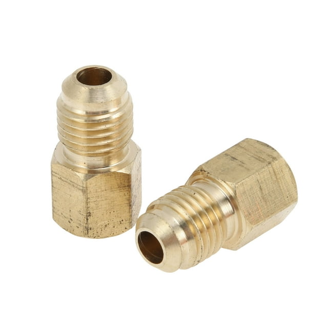 2 Pcs Conectores de Tubería de Latón para Aire Acondicionado 1/4" Enchufe de Tubería Macho de Latón Conectores de Junta de Extensión de Tubería