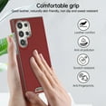 thumbnail image 4 of Magnetic for Samsung Galaxy S22 Ultra Case, [Military Grade Drop Tested] [Compatible with MagSafe] Shockproof Anti-fall Fiber Pattern PU Leather Back Slim Protective Case,Red, 4 of 10