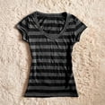thumbnail image 2 of Jamsmile Women Tshirts WomenV‑Neck Striped Print T‑Shirts Short Sleeve Slim Casual Basic Tee Shirts Tops, 2 of 3