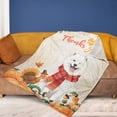 thumbnail image 4 of Happy Thanksgiving Samoyed with Turkey Pumpkins Autumn Vibes Cozy Fleece Blanket Siberian Sammy Dog Lover Warm Soft Throw Blanket - 12018, 4 of 5