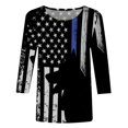 thumbnail image 4 of CHUANK Plus Hauts pour Femmes Chic Décontracté Col Rond Manches Courtes Chemises et Blouses pour Femmes T-Shirts à Imprimé Papillon du 4 Juillet pour Femmes Tunique Graphique Patriotique Tendance Haut d'Été Plage, 4 of 5