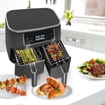 thumbnail image 2 of Dual Air Fryer Accessories, 2Pcs Air Fryer Rack, BBQ Rack with 4 Skewers compatible for Ninja Foodi DZ201 DZ401 and Ninja 8QT-10QT Air Fryers, 100 Paper Liners - 5Pcs Set, 2 of 3