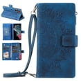 thumbnail image 1 of Nalacover for Samsung Galaxy S23 Ultra Embossed Floral Pattern PU Leather Crossbody Case with Shoulder Strap,Shockproof Magnetic Flip Stand Credit Card Slots Zipper Pocket Wallet Phone Case,Blue, 1 of 12