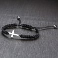 thumbnail image 4 of 2 pulseras cruzadas de la amistad, pulseras tejidas de cordón negro, dijes cruzados, pulseras de pareja emparejadas a mano ajustables para mujeres, 4 of 5