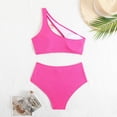 thumbnail image 4 of Women's Two Piece Swimsuit Solid Color Sexy One Shoulder Bikini Bathing Suits for Senior Women plus Size Sunflower Bathing Suits for Women Swimsuits for Women with Shorts Underwire Sunflower Swimsuits, 4 of 6