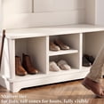 thumbnail image 4 of OMCHOM Hall Tree with Bench and Shoe Storage, 71" Farmhouse 4-in-1 Mudroom Storage Organizer with Coat Rack, 4 Shoe Cubbies, Storage Shelf for Entryway, Hallway, Living Room(White), 4 of 7