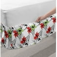 thumbnail image 2 of Floral Bed Skirt, Tropical and Blooming Elements with Sketchy Leaves Drawn by Hand, Elastic Bedskirt Dust Ruffle Wrap Around for Bedding Decor, 4 Sizes, Dark Coral Multicolor, by Ambesonne, 2 of 2
